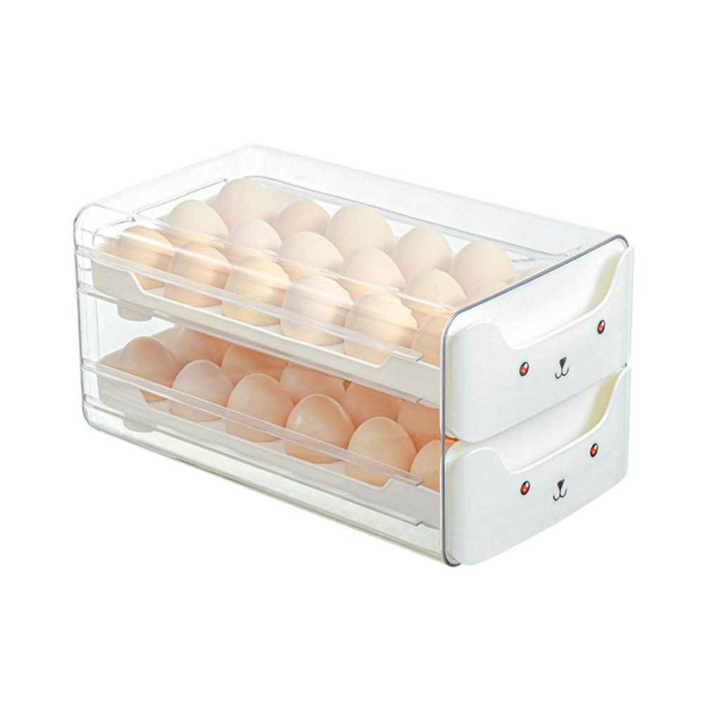 Space Saving Double Layer Egg Drawer Transparent Lengthen Independent Slot Egg Holder Storage Container for Refrigerator