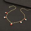 Mushroom Shape Strawberry Necklace Copper Zircon Sweet Necklace Simple Necklace  For Girl