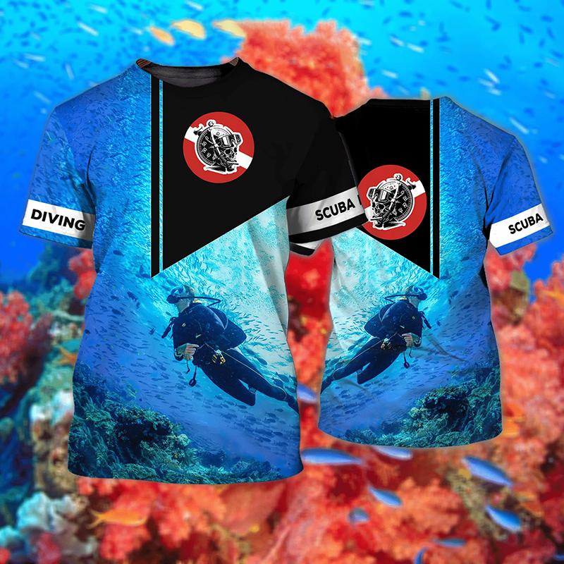 

3D Череп Любовь SCUBA Графика Дайвинг Футболки для мужчин Дайвинг Плавание Серфинг Футболка унисекс Женщины Гавайи Отдых Футболки Одежда L