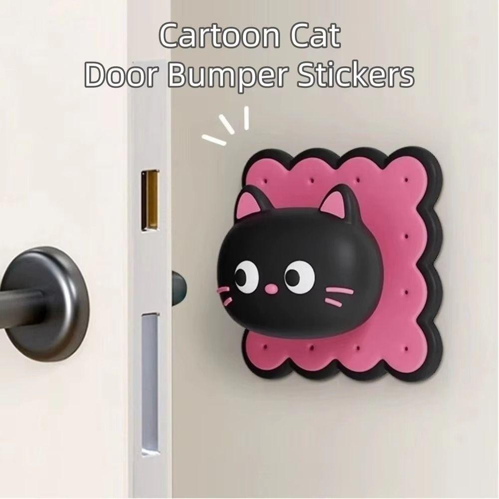Cartoon Cat Door Handle Protector Silent Door Shock Absorber  Wall Decoration
