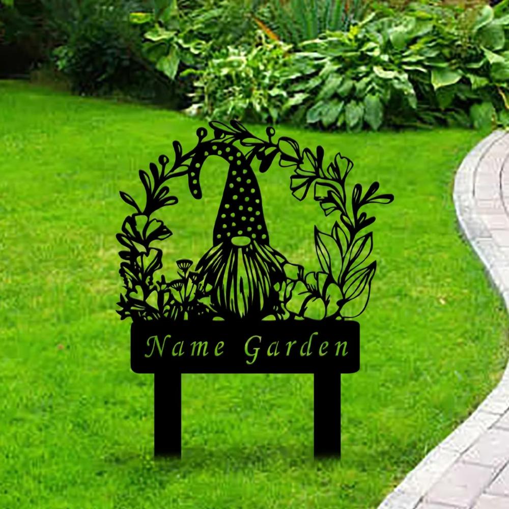 **1. Metal Gnome Garden Stake Iron Yard Sign Outdoor Lawn Decor** **2. Handmade Iron Gnome Yard Stake Unique Garden Gift for Gardener**