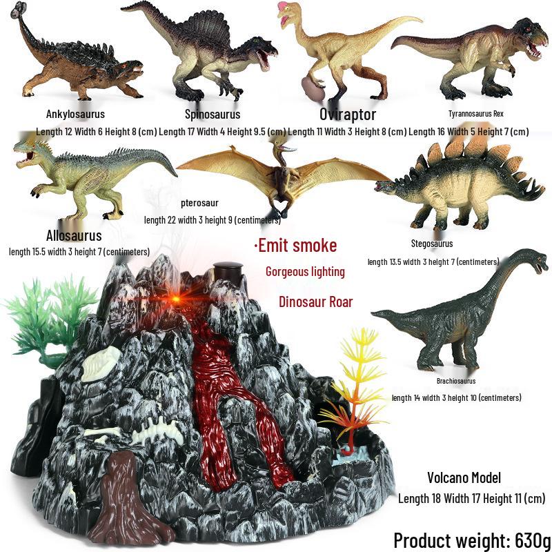 Kids' Volcano Model with Dinosaurs & Animal Scene – Sandbox, Fish Tank, or Desk Decoration