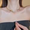 Niche Design Metal Flower Bone Choker Collar Spice Girl Versatile Flower Necklace High Sense Collar Women