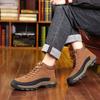 Wool Winter Warm Men's Cotton Shoes Genuine Leather Suede Cowhide Outdoor Casual Men's Shoes Medium Shoes