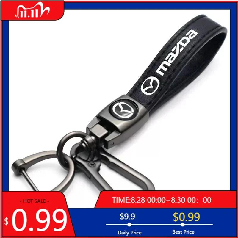 2025 Hot Metal+Leather Car Logo Keychain Key Ring For Mazda 2 3 6 8 CX4 CX-5 CX-7 CX-9 CX-3 Atenza For Men And Women Gift Pendan