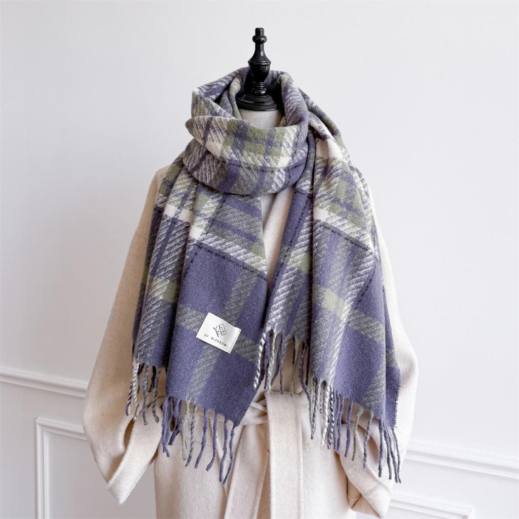 NEW Luxury Cashmere Women Plaid Scarf Winter Warm Shawl and Wrap Bandana Pashmina Long Tassel Female Foulard Thick Blanket