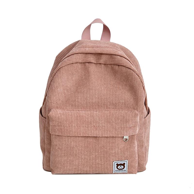 Mini Ryggsekk Dame Cordfløyel Ryggsekk Student Skoleveske