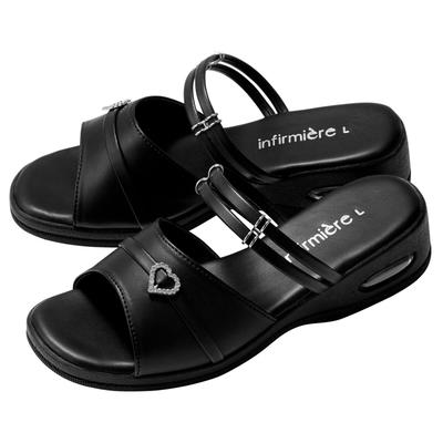 Nurse Sandals Motif Design Lightweight 2WAY Air Sole Lightweight Black [Anfamie] 23.5-24.0