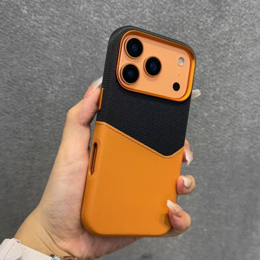 Leather and Fabric Splicing Texture Card Insertion Magnetic Case for iPhone 17 Pro Max Air 16 Plus 15 14 13 12 for Magsafe Cases