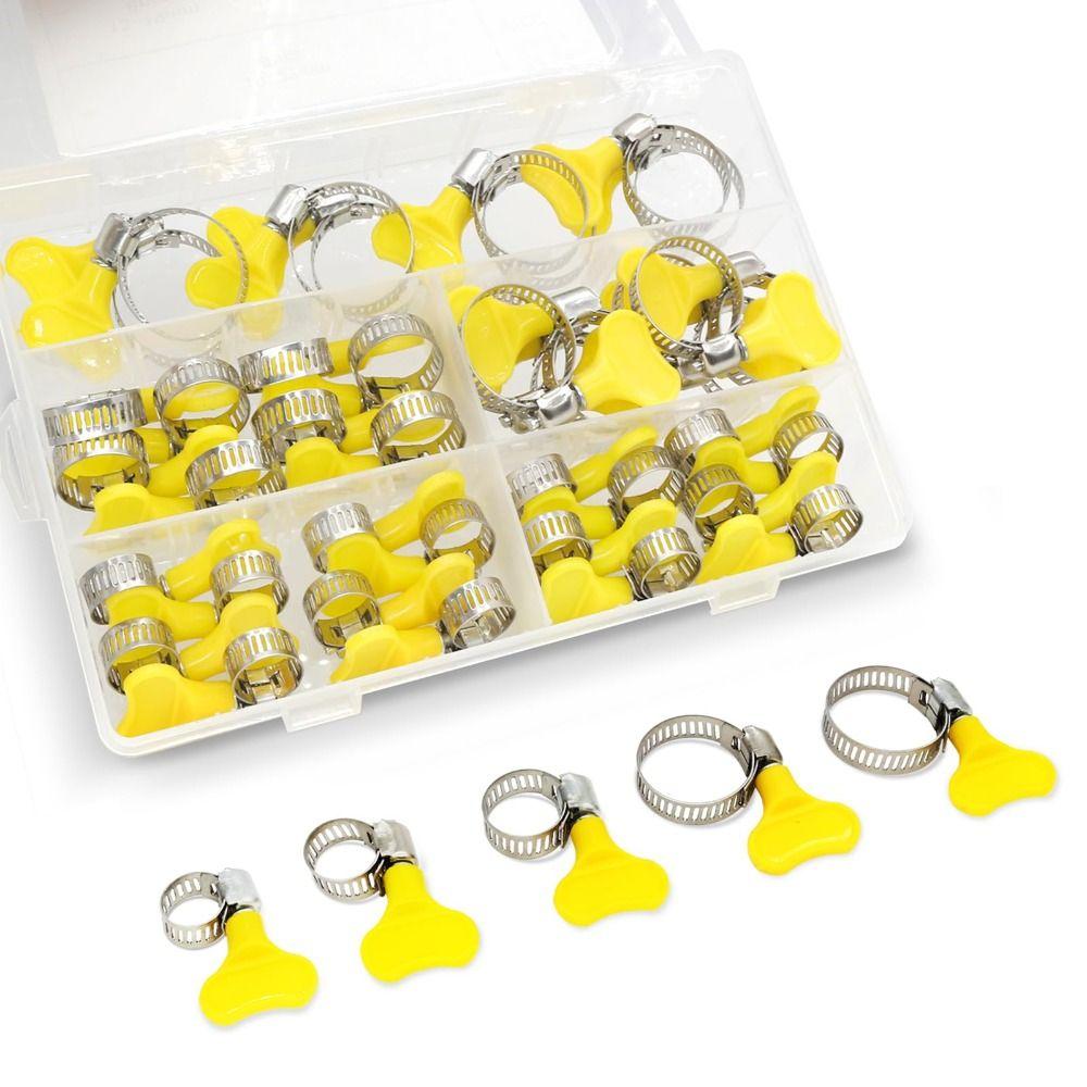 30pcs Hand Twist Design Stainless Steel Hose Clamps Worm Gear Hose Clamp  Air Pipe