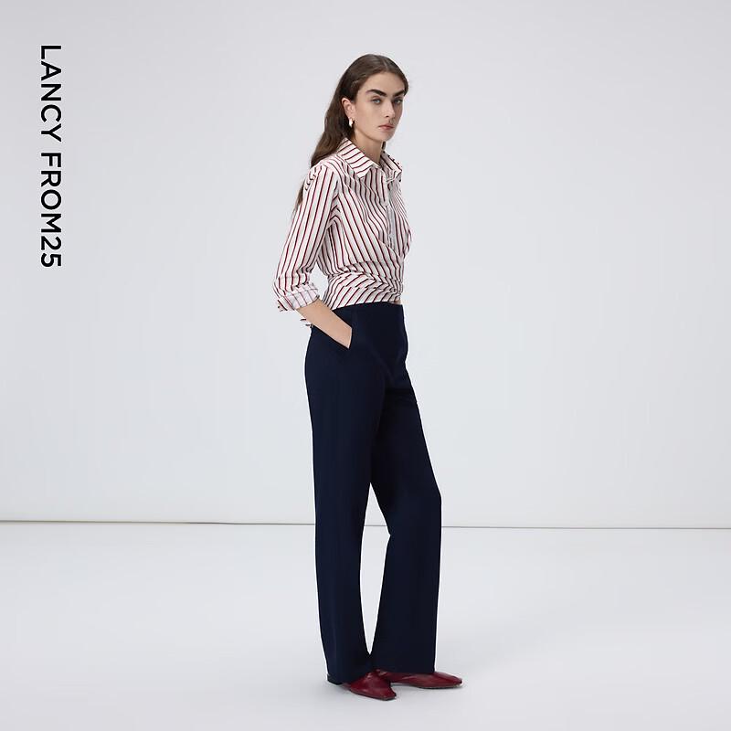 LANCY Women's Elegant Straight-Leg Wool Blend Trousers