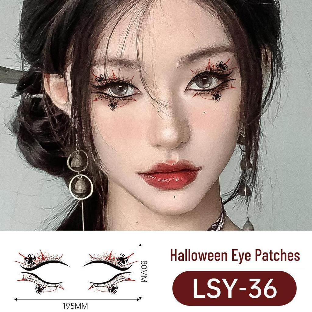 Scary Halloween Temporary Tattoo Stickers: Pumpkin, Spider Web & Eye Designs
