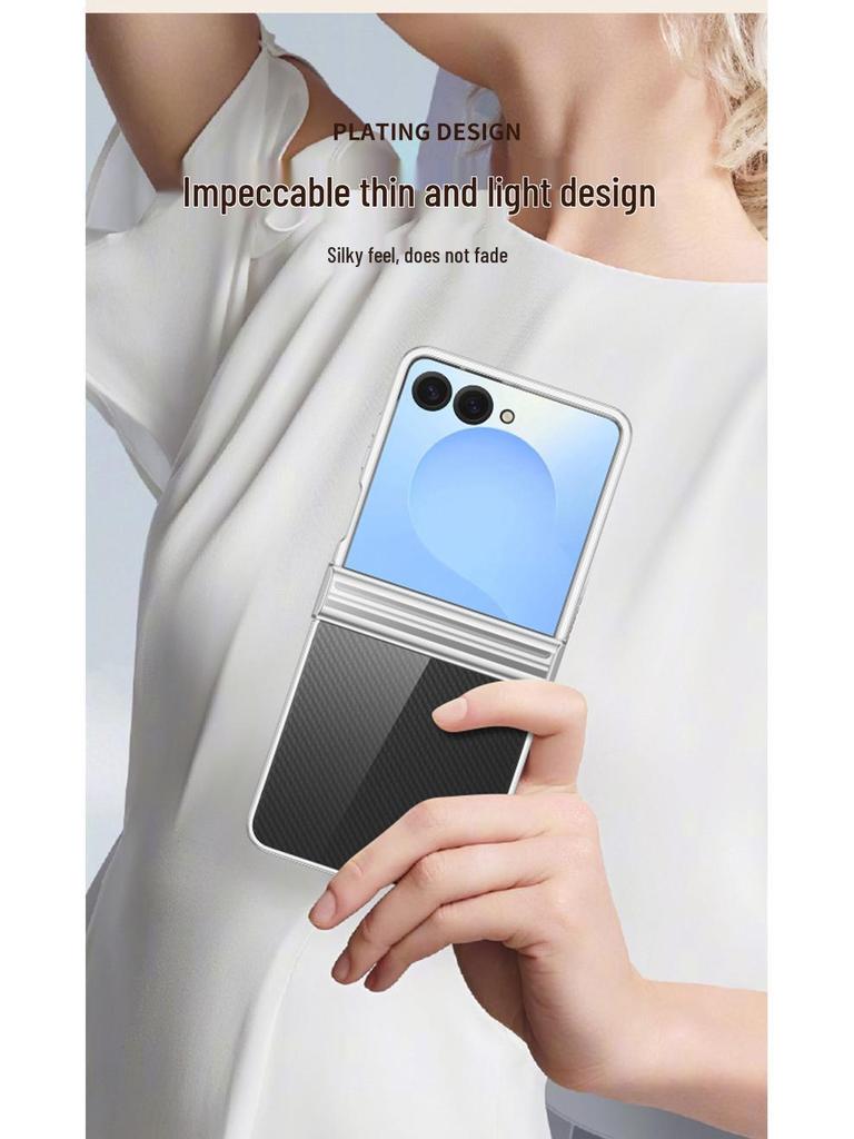 Samsung Z Flip Ultra-Thin Transparent Electroplated Drop-Proof Case Set for Models 7/6/5/4/3