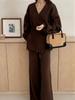 New fashion foreign trade set, women's autumn/winter new elegant loose belt belt knit cardigan wide-leg pants two-piece set