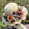 Handwoven Hollow Rose Flower Straw Hat Female Summer Small Fresh Pastoral Lace Strap Big Eaves Beach Hat