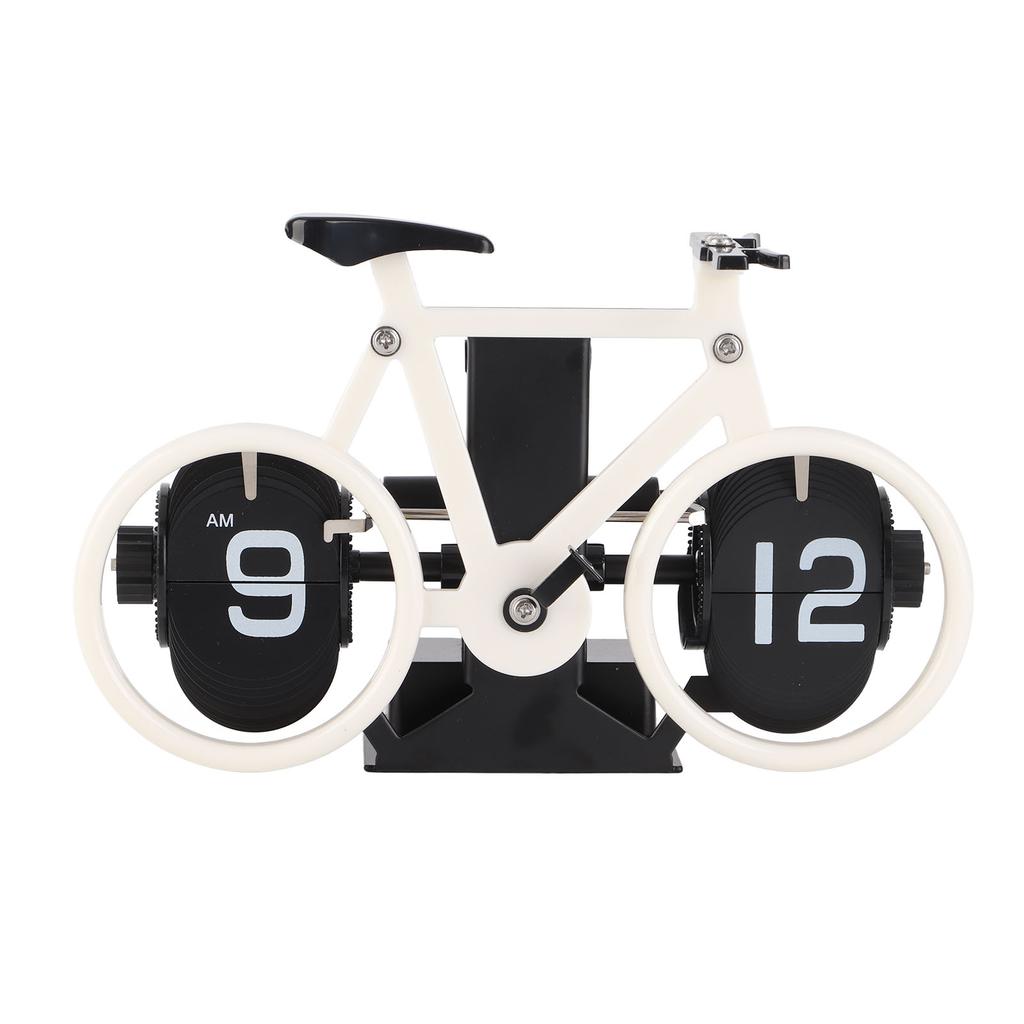 Vintage Flip Desk Clock Bike Shape Retro Mechanical Battery Powered Gear Operated Timer Reminder