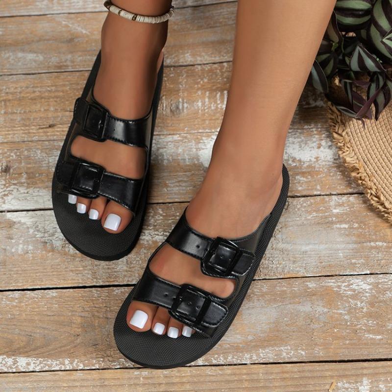 Large size platform slippers women's belt buckle sandals women's