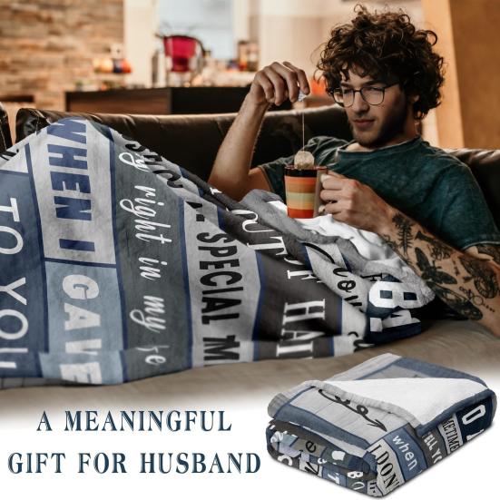 Husband Birthday Gift from Wife Romantic Father's Day Blanket for Him Soft Plush Throw Blanket for Wedding Anniversary Christmas Birthday Gift