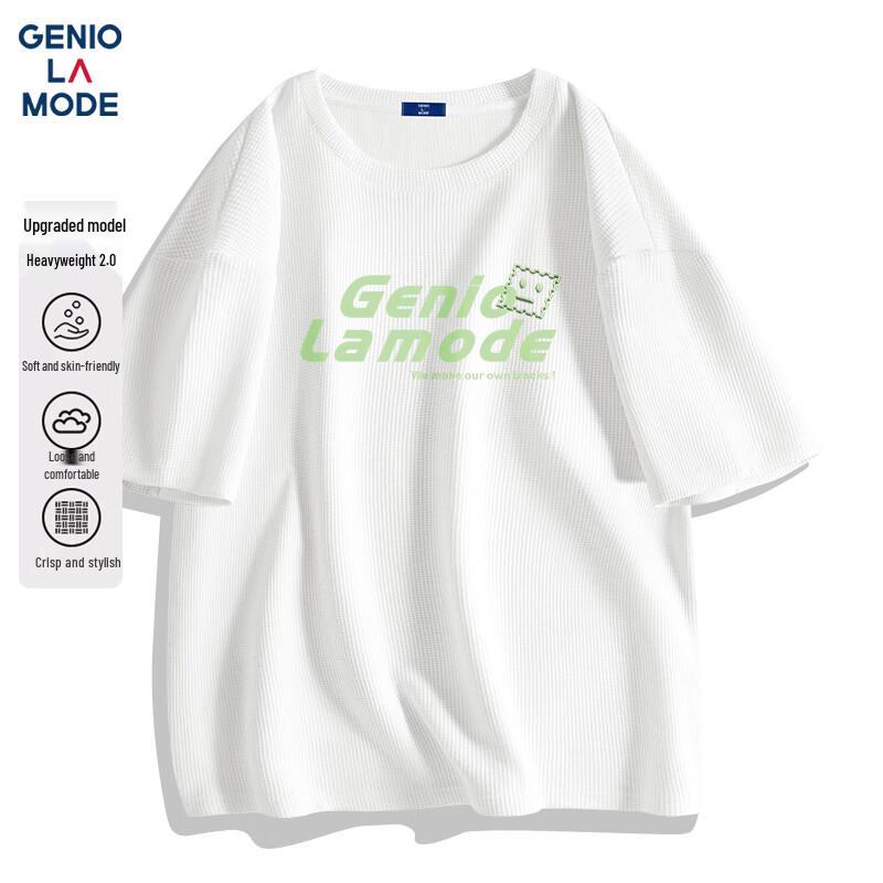 GENIOLAMODE Men s Heavyweight Waffle Knit Graphic T-Shirt L