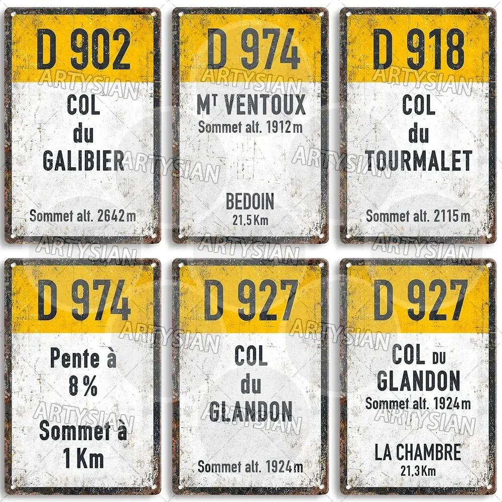 Cartello Metallico Tour De France Ciclismo - Presenta ALPE D'HUEZ & Altri Famosi Colli - Ideale per Decorazioni per Appassionati di Ciclismo