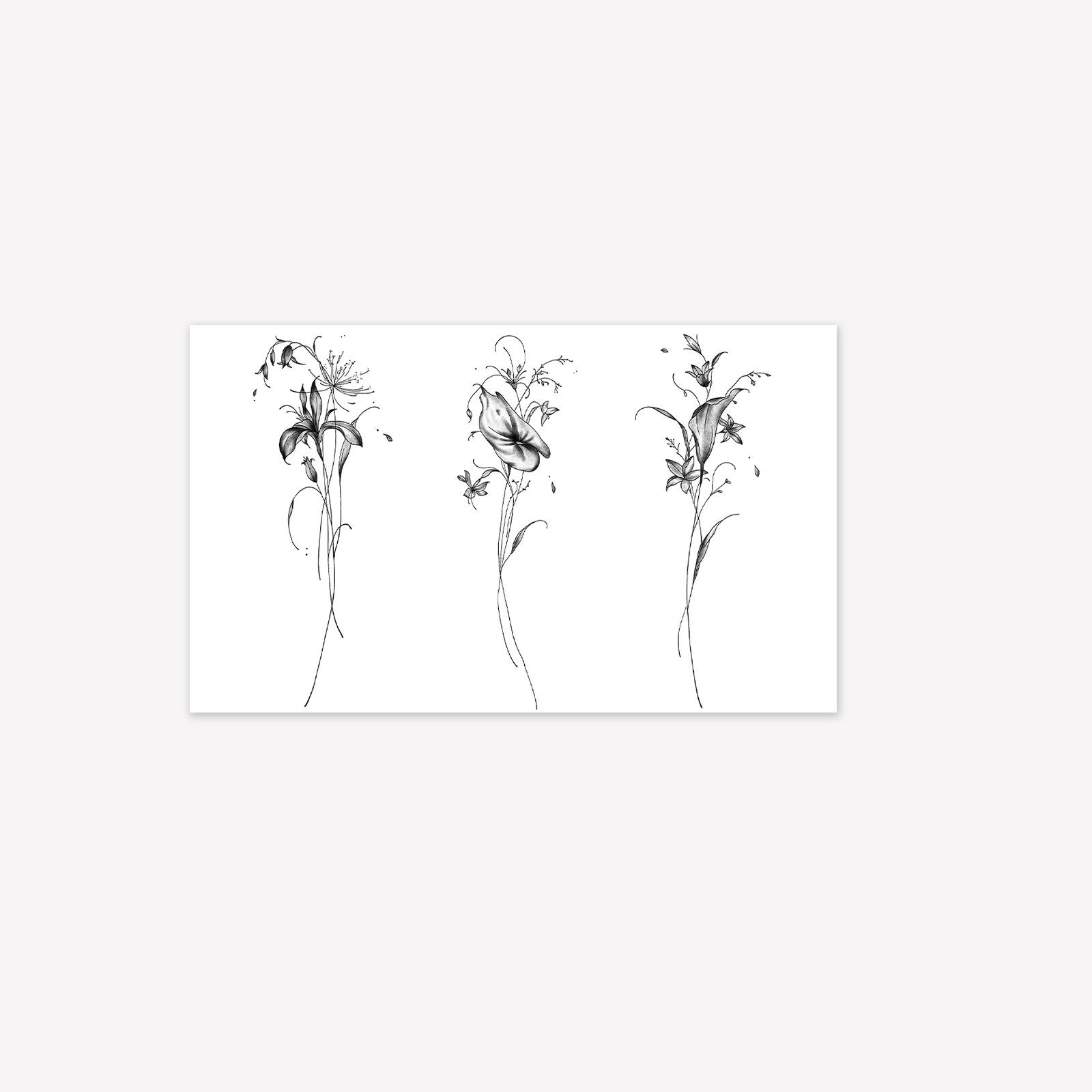 

Black And Gray Sketch Arum Flower Tattoo Sticker, Cold And Elegant Vine Girl Wrist, Exquisite Waterproof Tattoo Sticker 11*18CM