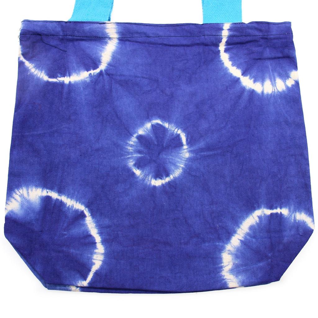 Tie-Dye Cotton Tote Bag Blue Rings 38x42x12cm