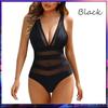 Sexy Black One Piece Swimsuit Women Deep V Neck Hollow Backless Slim Fit Beach Bathing Suit Lace High Waist Swimwear With Bra