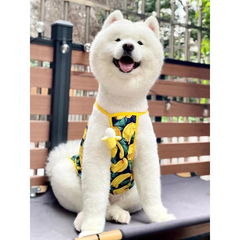 

Pet Large Dog Vest Suspender Hawaiian Light and Thin Clothes Samoyed Golden Retriever Medium and Large Dog Casual Vest 7XL chest 100 back 64 about 56-37.5 kg