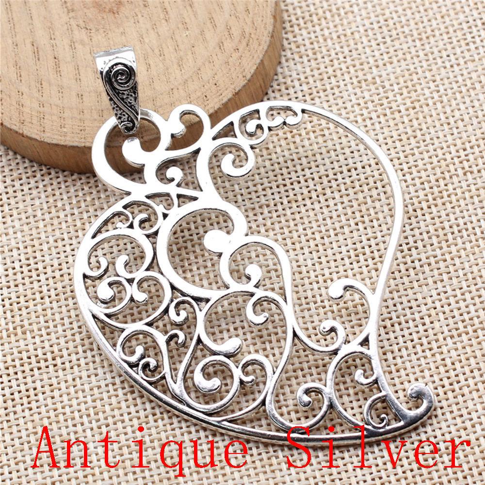 Big Heart Shaped Charms Pendant For Bracelet Necklace Jewelry Making Craft Findings