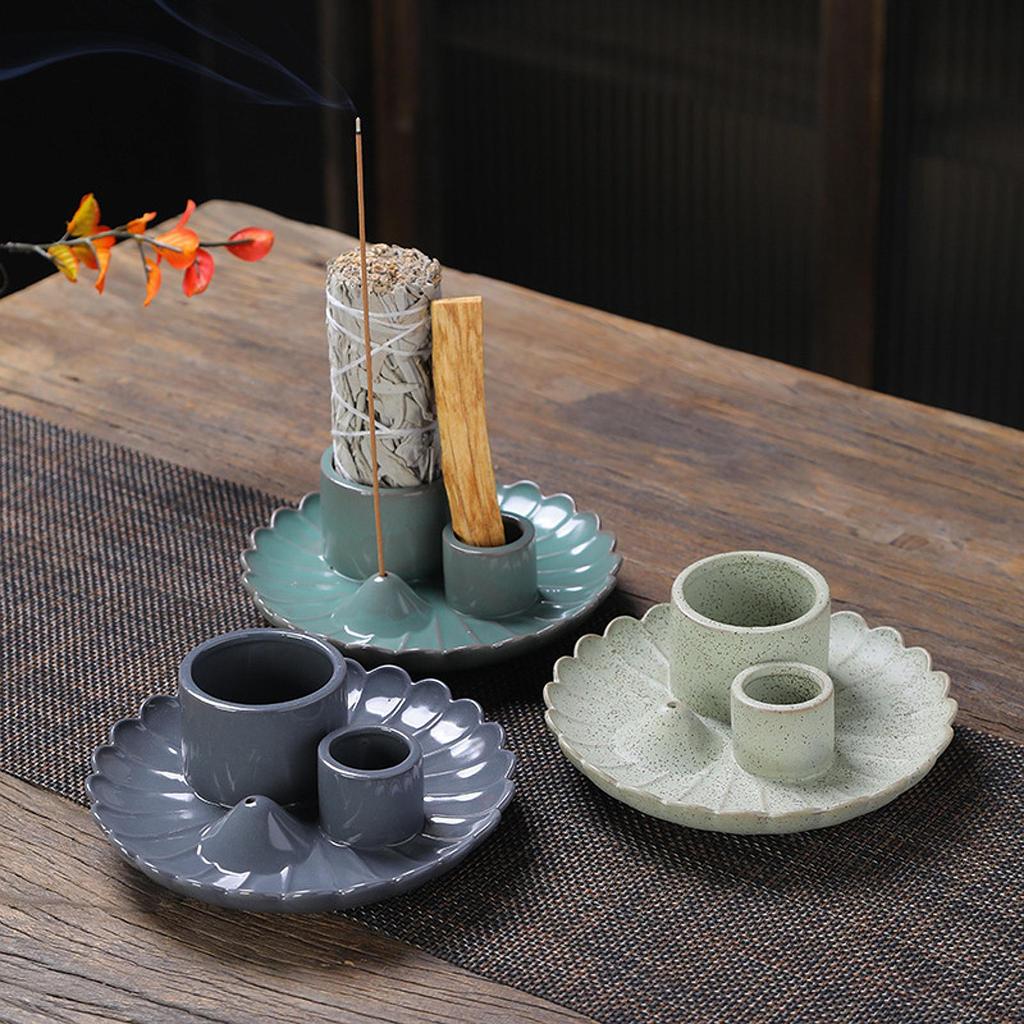 3 in 1 Incense and Candle Holder for Reading Office Meditation Room Living Hotel