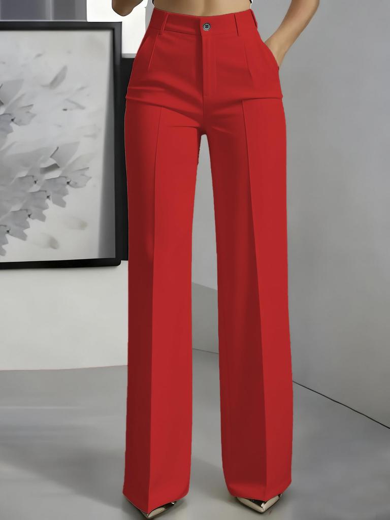 2026 Women's High-Waisted Drapey Straight Suit Trousers
