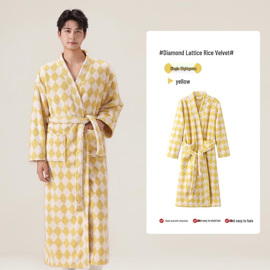 2025 Damen Verdickter Plüsch Velours Bademantel - Winter Lang Korallenfleece Homewear für Paare