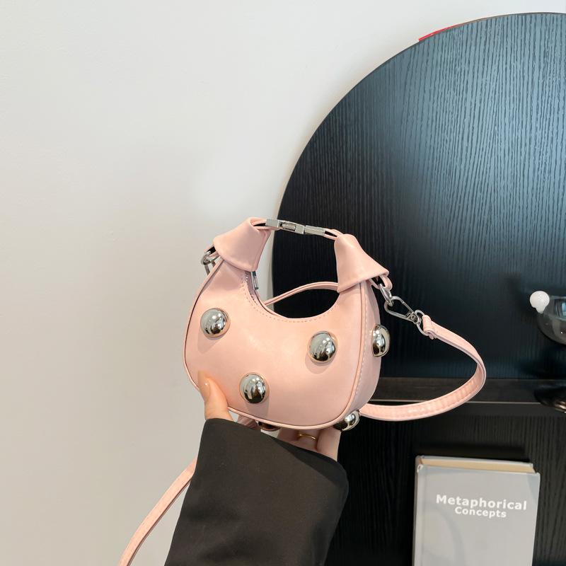 Trend Personality Spice Girl Wind Rivet Mini Portable Dumpling Bag Niche Casual Popular Versatile One Shoulder Crossbody Bag Women