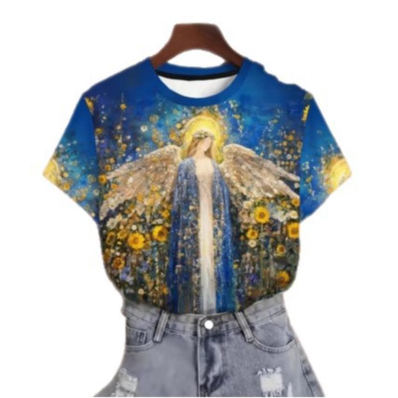 Casual Ladies Short Sleeve Fashion Printed Top Loose T-Shirts Women’s
