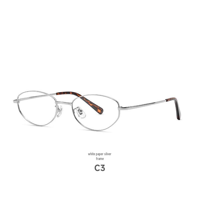 High-Sense Cat-Eye Silver Eyeglass Frames for Myopia 98695