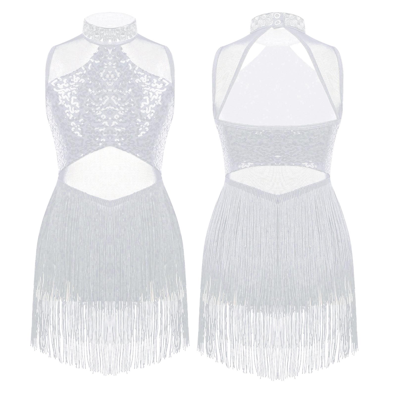 

Танцювальне плаття для дітей, дівчаток, блискучий стразовий декор, блискітки, пензлик, подол, танцювальні трико 7-8 Years білий