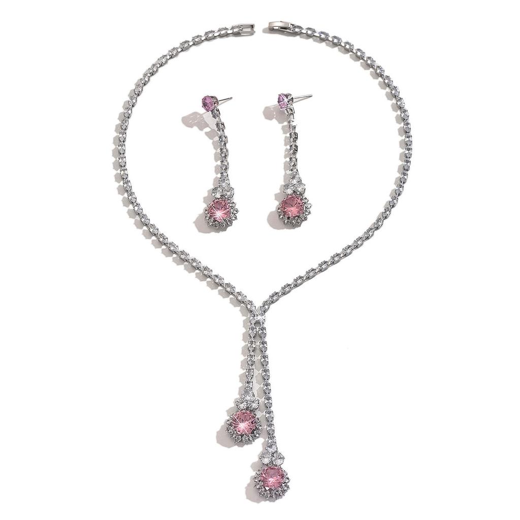 Women's Flower Necklace Earrings Jewelry Set for Wedding Party Festival Accessories Gifts