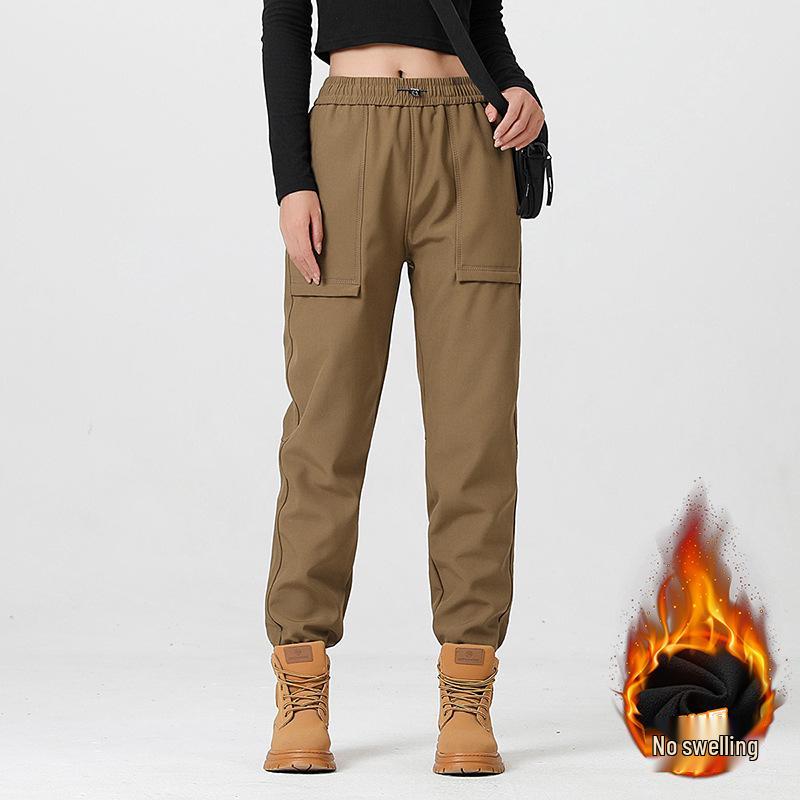 Autumn/Winter Unisex Windproof Softshell Hiking Pants with Waterproof Velvet Lining, Customizable LOGO