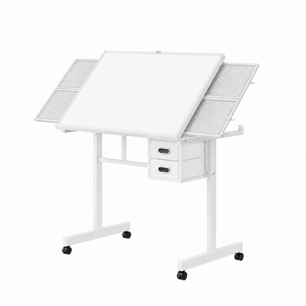 1000 pieces Jigsaw Puzzle metal Table board for adults gift with 4 trays and 2 Drawers (white)
