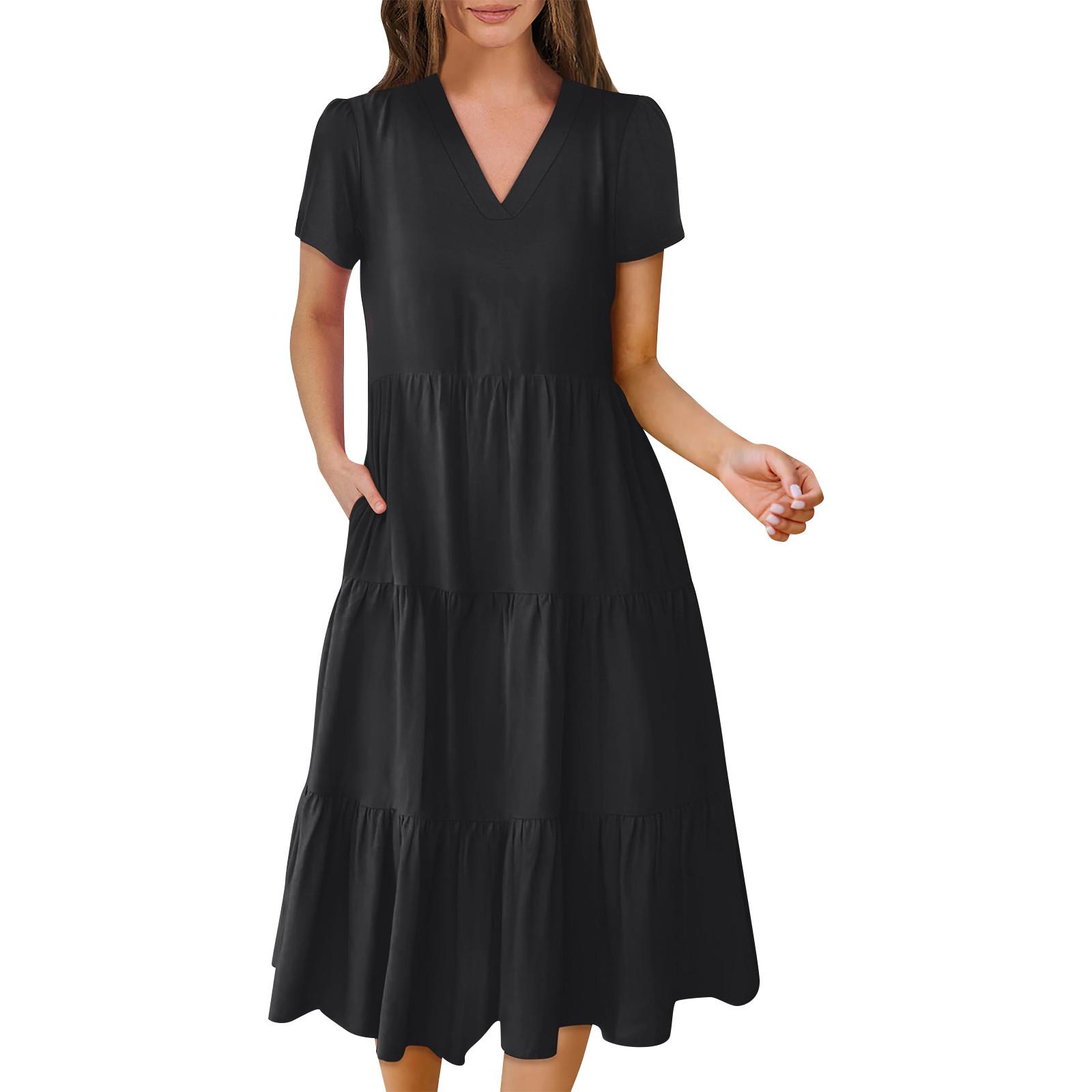 

Женские летние платья Свободные сарафаны Платье с карманами L чёрный