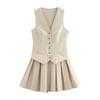 Za Foreign Trade New Women Clothes ZR Western Style Fashion Simple Wide Pleat Stripe Vest Style Dress 9368558