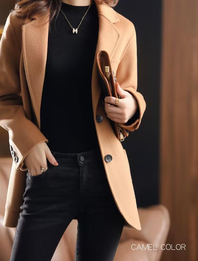 Neuer Wollmantel für Damen im koreanischen Stil - Petite, Figurformend, Herbst/Winter-Mode