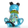 Tooarts Blue Squatting Dog Gift Glass Ornament Animal Figurine Handblown Home Decor Multicolor