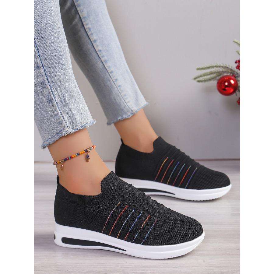 2025 Fall New Arrival Women's Chunky Sole Platform Sneakers - Sporty Knit Casual Shoes