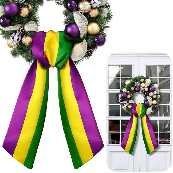 VitalCozy Wreath Sash for Front Door Wreath Satin Sash for Embroidery Monogram Garland Ribbon Accessories Xmas Party Yard Doorway Indoor Outdoor Wall