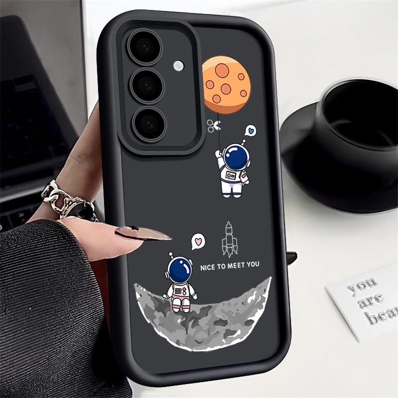 Soft Case For Samsung Galaxy S24 FE S25 Edge S22 S23 Ultra A56 A36 A26 A55 A16 A15 A35 A25 A14 A54 Cute Astronaut Phone Cover