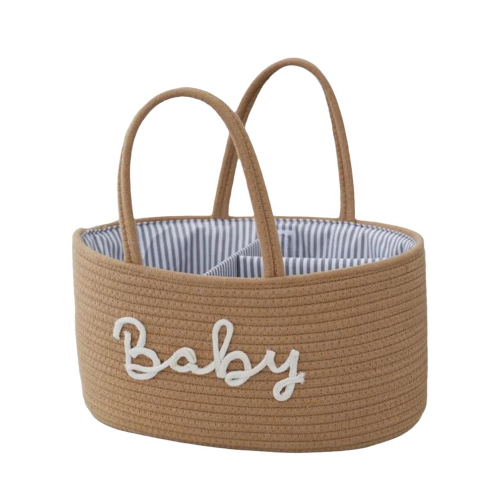 Durable Large Capacity Baby Nappy Organiser Portable Woven Storage Basket Detachable Foldable Diaper Storage Bag for Newborn