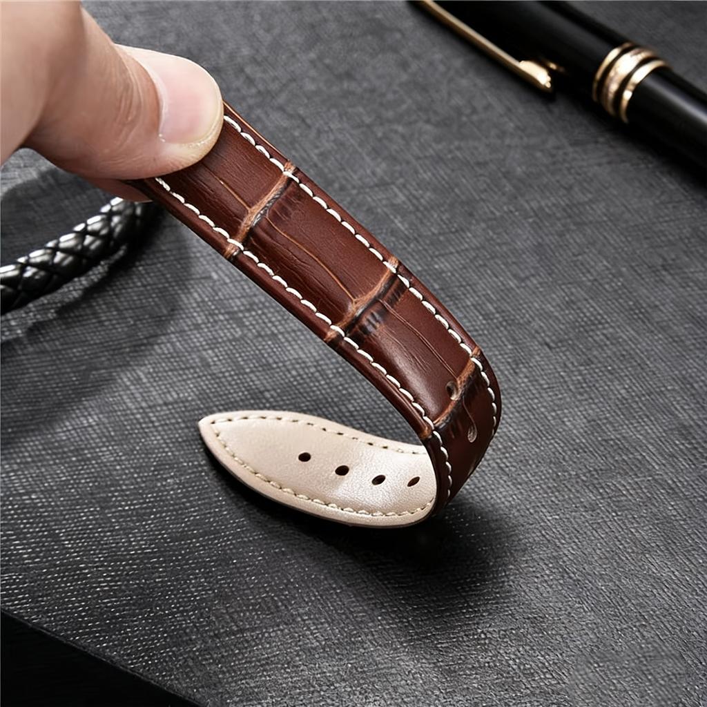Genuine Leather Watch Strap 18mm 20mm 22mm WatchBand for Men Women Wrist Watch Band Accessories Metal Buckle Black Light Brown