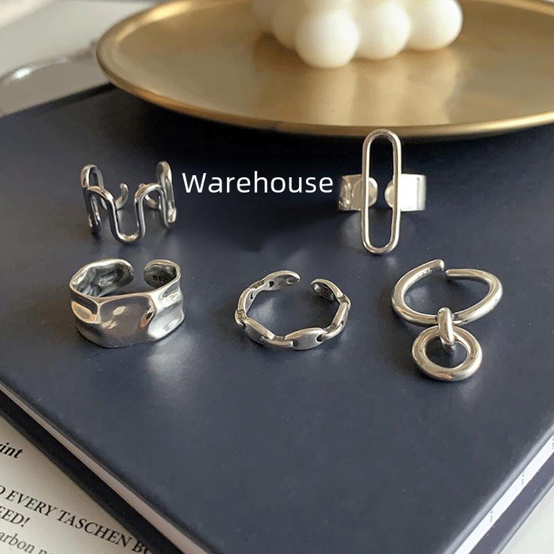 Design Geometric Stunning Silver Ring For Women Adjustable 925 Sterling Silver Jewelry