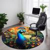1pc Peacock Feather Art Chair Carpet for Office Non-Slip, Machine Washable Rug for Office, Room - Holiday Decor, Machine Made Yy251016171